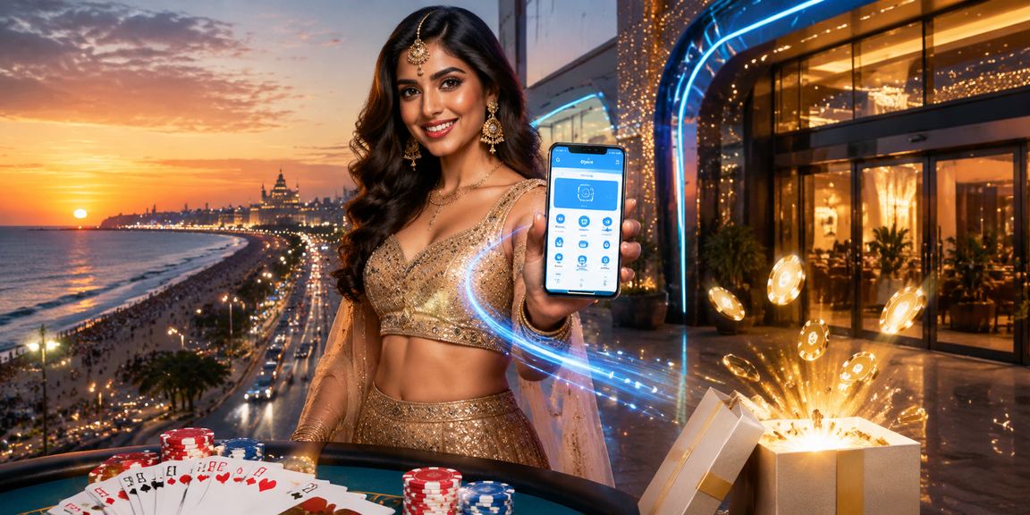 Scenic Chennai Marina Beach with Baccarat gambling theme